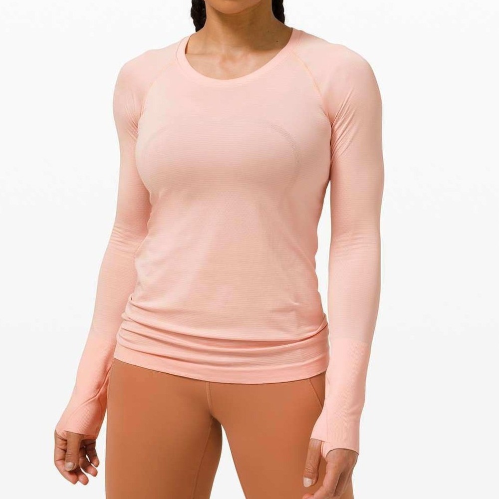 Lululemon Size 16 Swiftly Tech Long Sleeve 2.0 Pink Mist Activewear Top W3DFKS